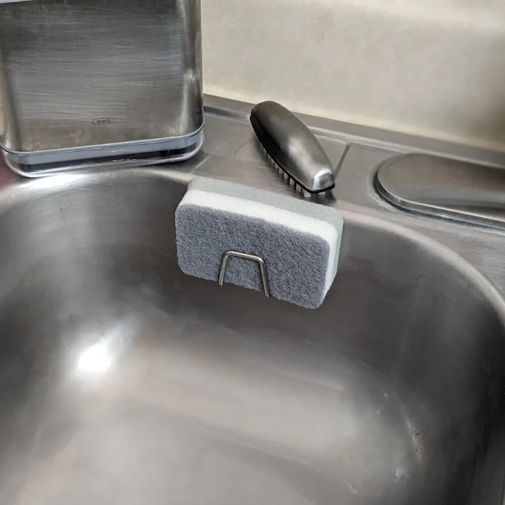 (2) Sink sponge holders, stainless steel, dishwashing, cloth keeper